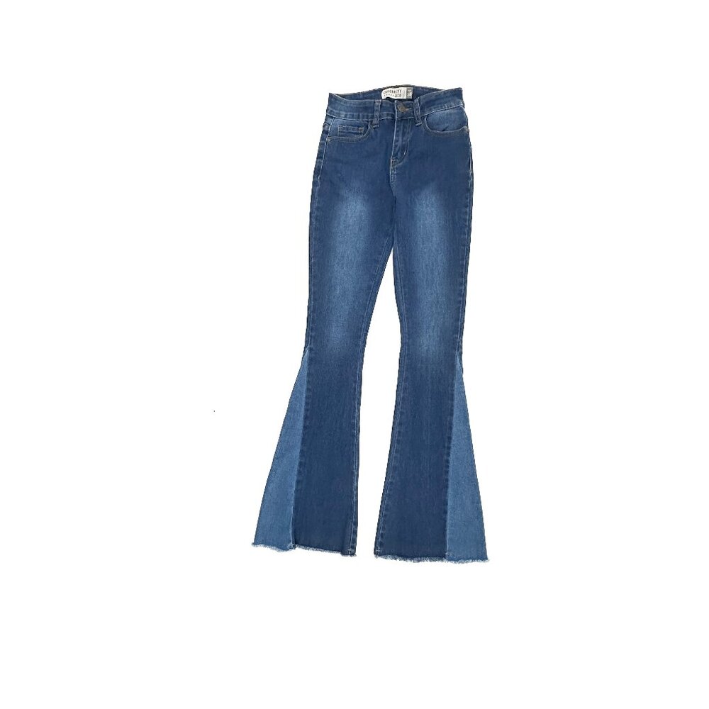 Celebrity‎ Ace Flare Raw Hem Women's size 1 Dark Wash Blue Denim Jeans